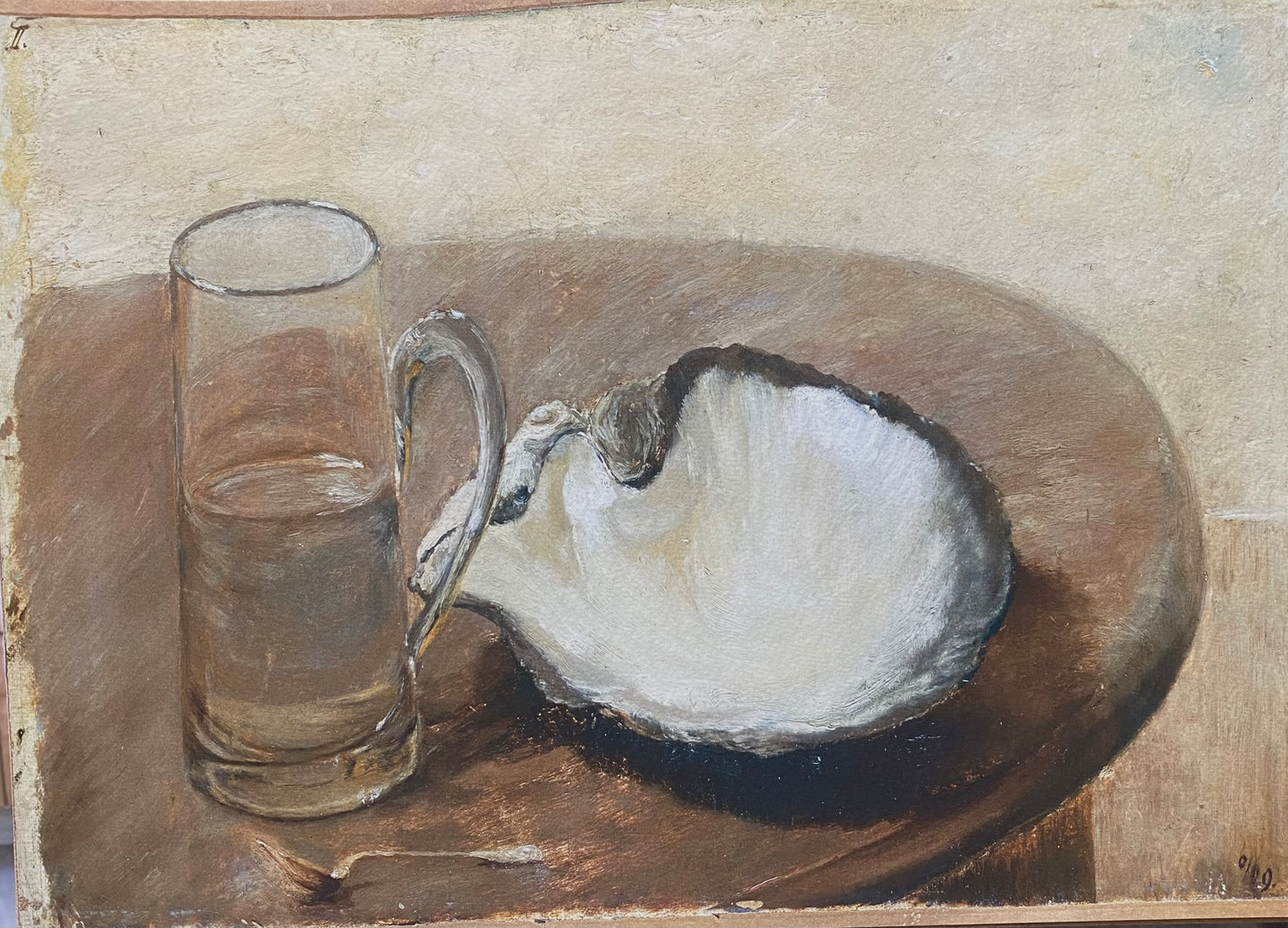 "Still Life with Shell, Water glass And Spoon" (resized image) , Louis Eysen (1843-1899)