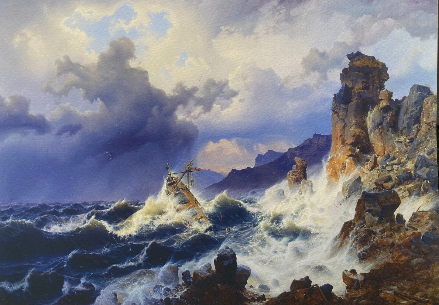 "Storm at the sea of the Norwegian Cost" , Andreas Achenbach , 1815-1910