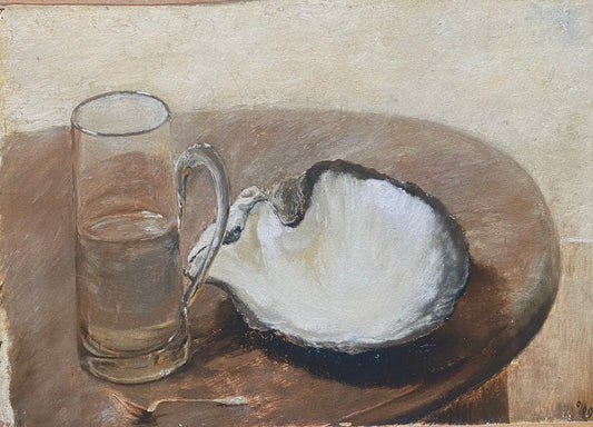 "Still Life with Shell, Water glass And Spoon" (resized image) , Louis Eysen (1843-1899)