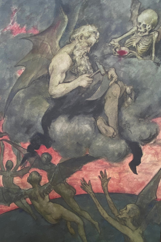 "Chronos sharpens the scythe" , Louis Eysen (1843-1899)