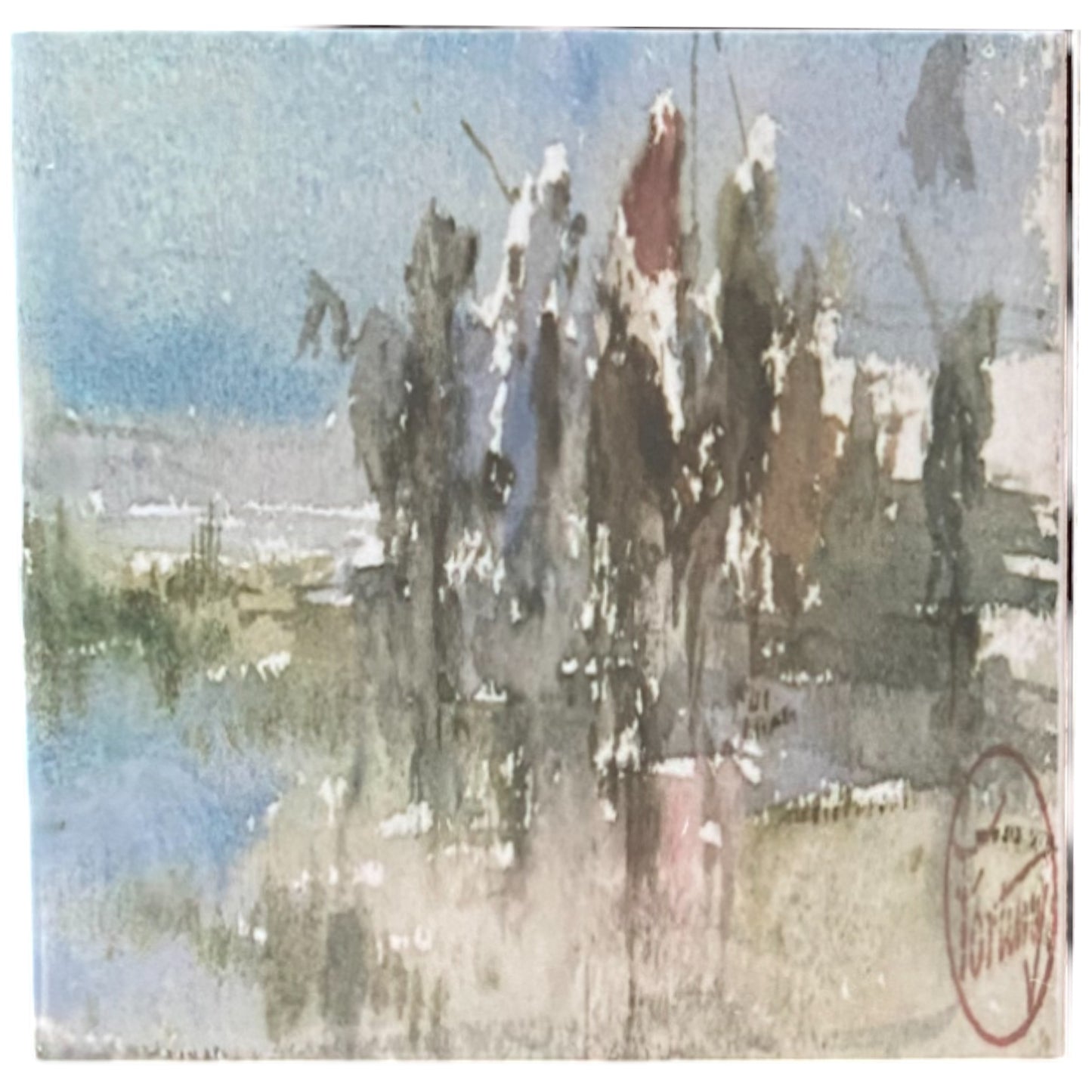 Art Tile - Watercolor Riders Scene