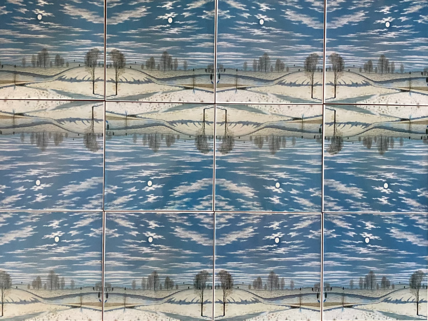 Art Tile Panel-  Henry Farrer - Winter Scene in Moonlight - American